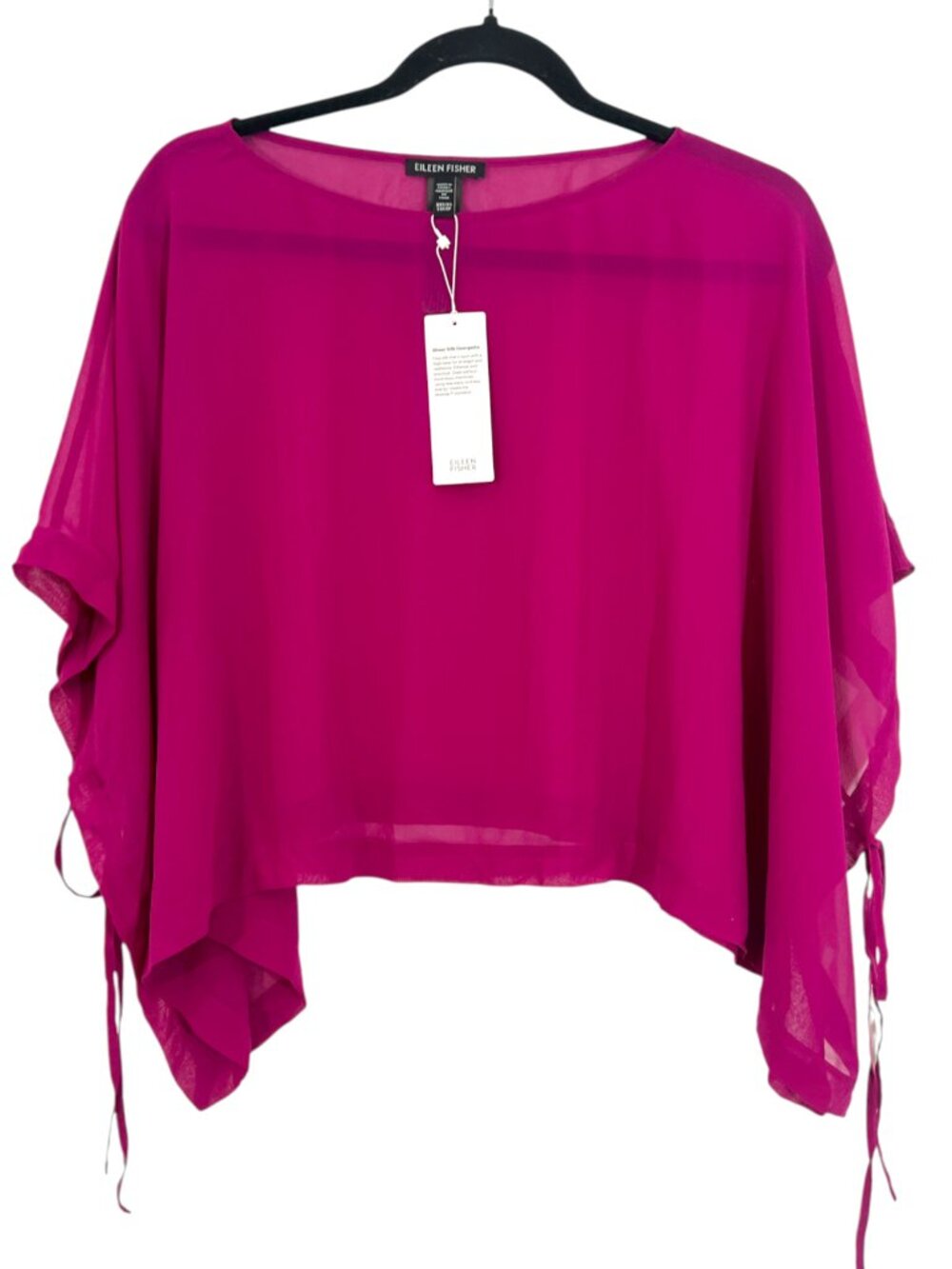 Eileen Fisher Sheer Silk Georgette Poncho RHPDY XXS/XS New $178